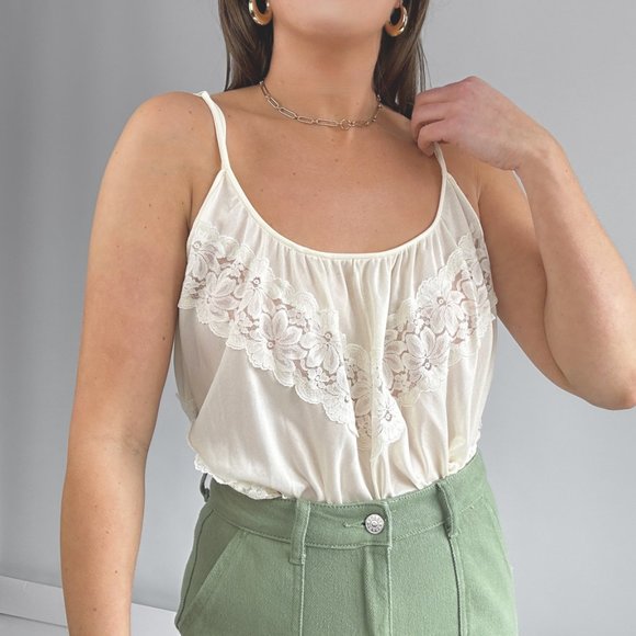 Vintage Tops - 70s Boho Lace Tank